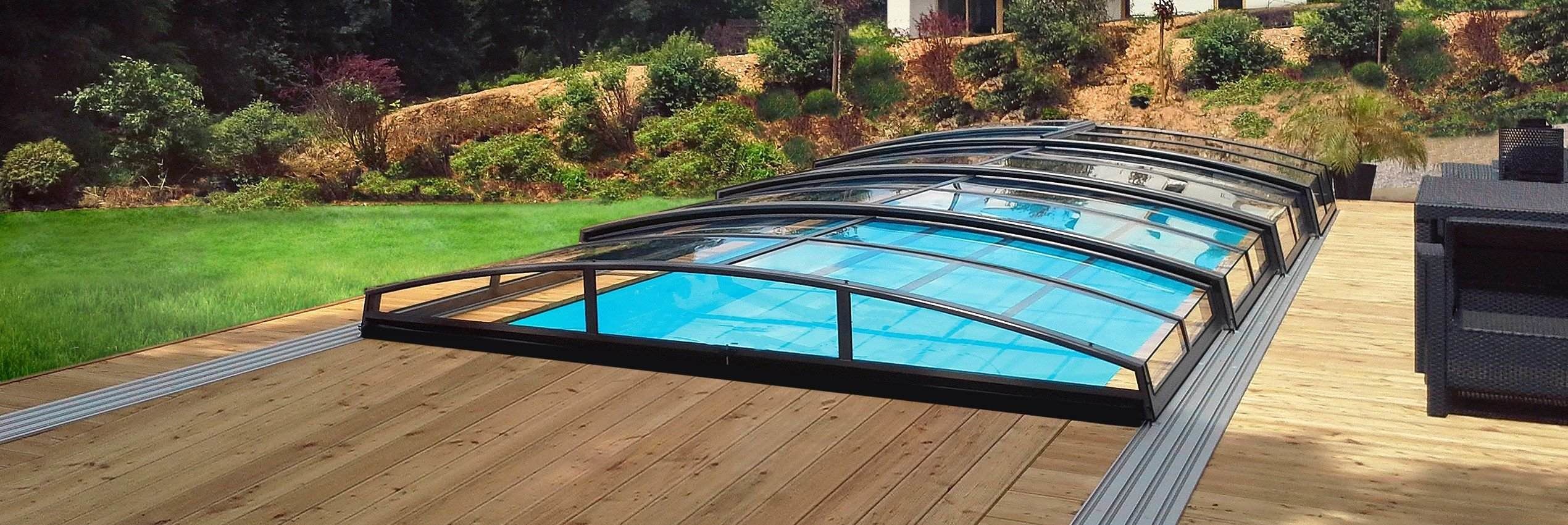 Opened pool enclosure Azure Angle