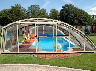 Semi opened pool enclosure Ravena in white color