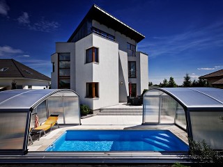 Retractable pool enclosure Venezia is stylish part of modern garden