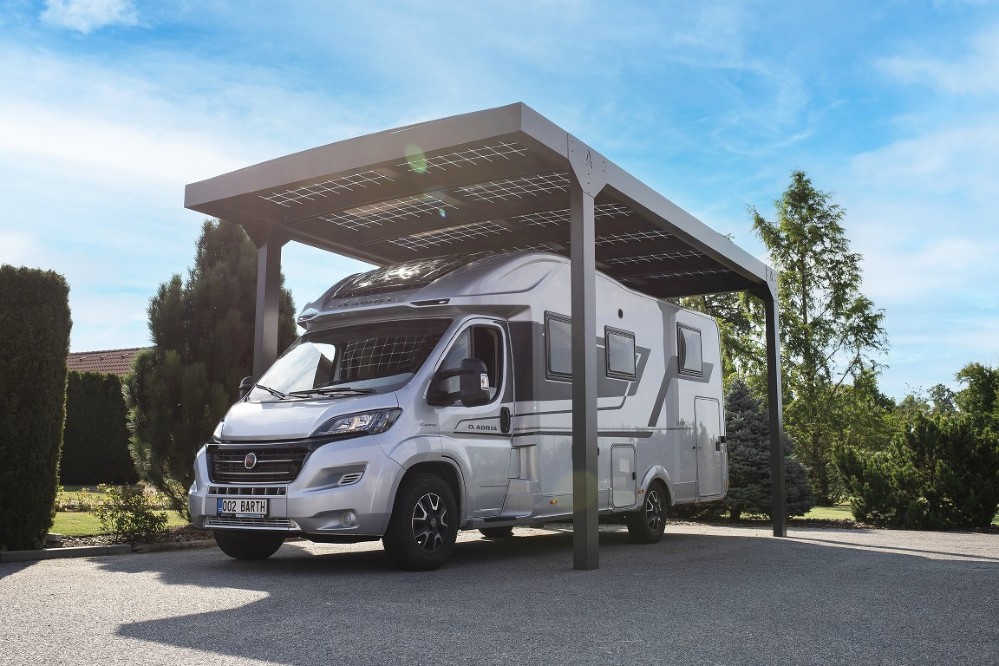 Carport Camper Solar ist in der Farbe Anthrazit erhältlich Carport Camper Solar ist in der Farbe Anthrazit erhältlich