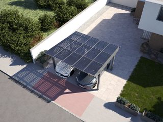 Zastřešení bazénu na míru Carport Solar Solid für Zwei Autos