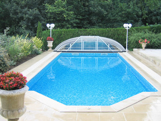 coperture telescopiche per piscine elegant modello basso