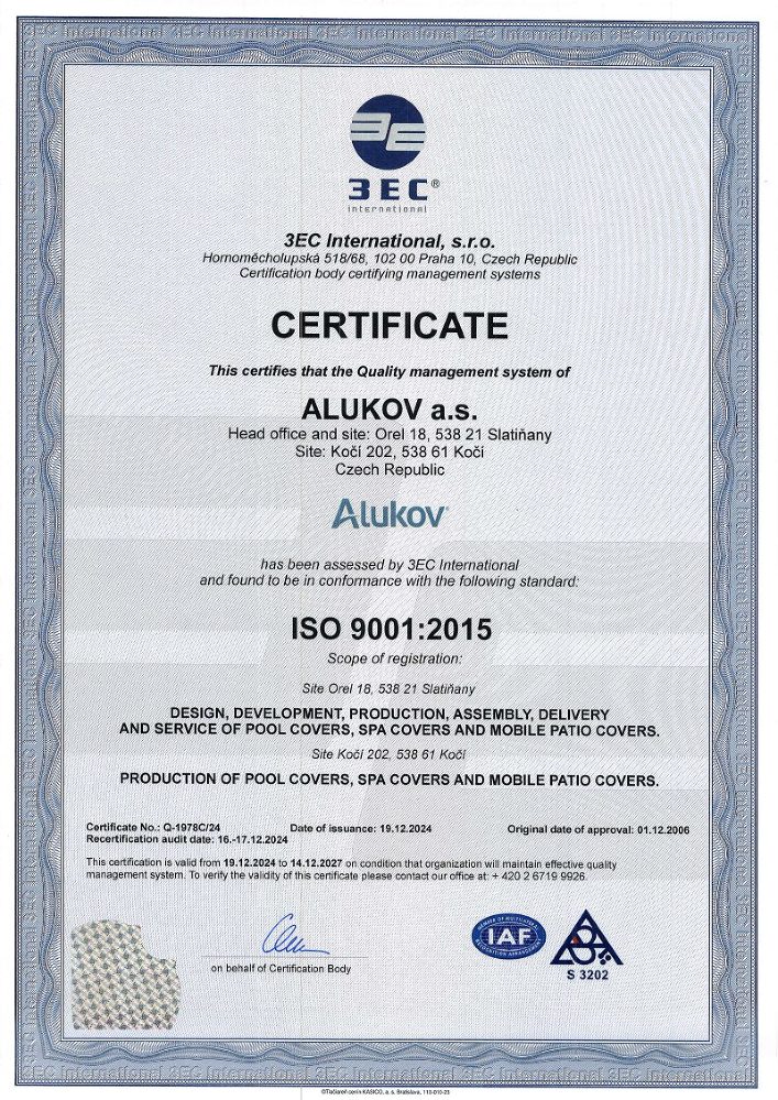 ISO 14001 certificate for Alukov