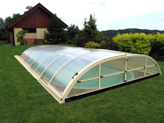 Swimming pool enclosure ELEGANT NEO with silver frames