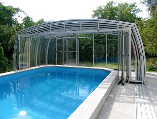 Fully retracted pool enclosure Omega