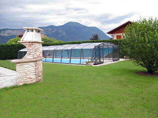 Low version of inground swimming pool cover VENEZIA - silver