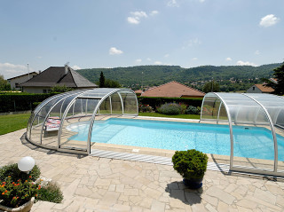Pool cover OLYMPIC is very high and spacious enclosure