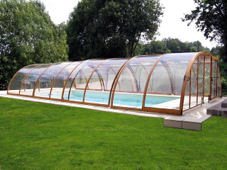 Swimming pool enclosure TROPEA NEO - woodlike imitation