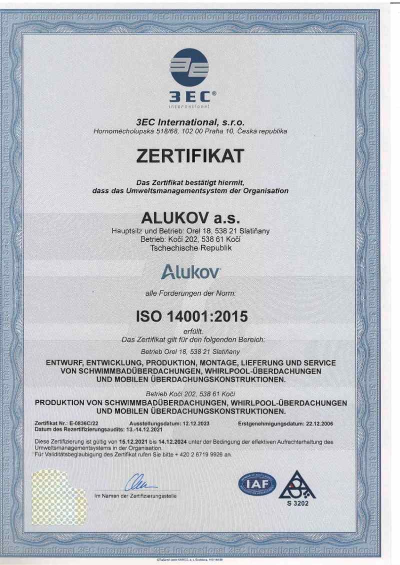 Das Zertifikat ISO 14001