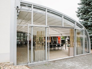  Front view on the patio enclosure Corso for Horeca