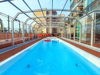 Inside view of public pool enclosure Oceanic high