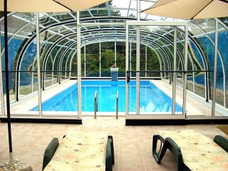 Retractable swimming pool enclosure Laguna neo in white color
