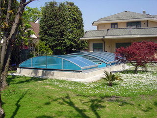 Copertura piscina scorrevole trasparente per piscina