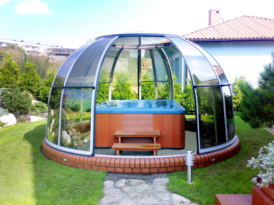 Hot tub enclosure Spa Dome Orlando galleries retractable hot tub