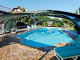 Retractable pool enclosure for public swimming pool 04