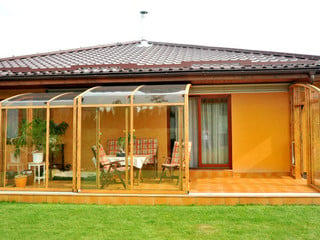 Terrace enclosure CORSO can also cover pool or hot tub - white