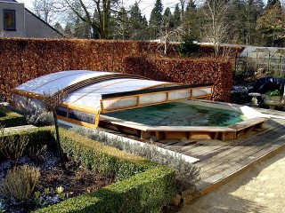 Swimming pool enclosure Imperia in wooden imitation 