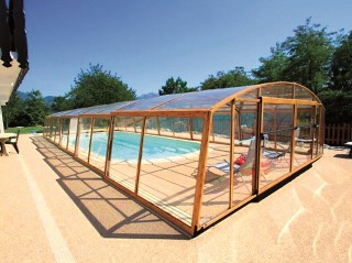 Swimming pool enclosure Venezia with wood imitation