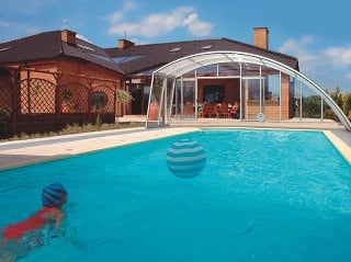 Fully retracted pool enclosure Ravena