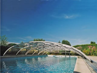 Pool enclosure ELEGANT NEO - opened for better air circulation