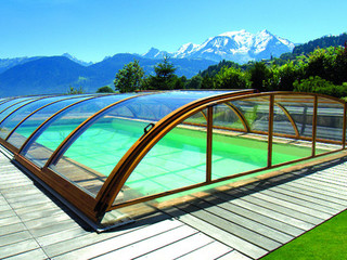 Swimming pool enclosure ELEGANT NEO with a panaromatic view