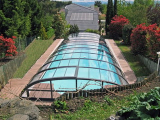 Inground pool enclosure ELEGANT NEO using popular anthracite color