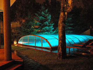 Pool enclosure ELEGANT is custom made from aluminium profiles and polycarbonate
