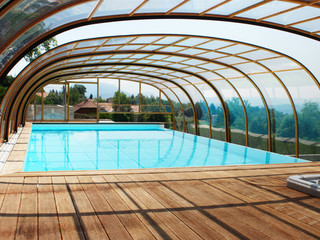 Pool enclosure LAGUNA in wood-like imitation