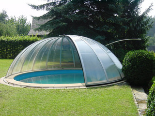 High pool enclosure ORIENT - aluminium frames and translucent polycarbonate filling