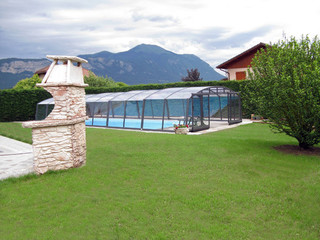 Low version of inground swimming pool enclosure VENEZIA