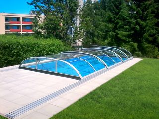 Acoperire piscina AZURE Flat Compact profile argintii