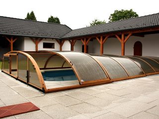 Acoperire piscina Elegant NEO profile imitatie lemn