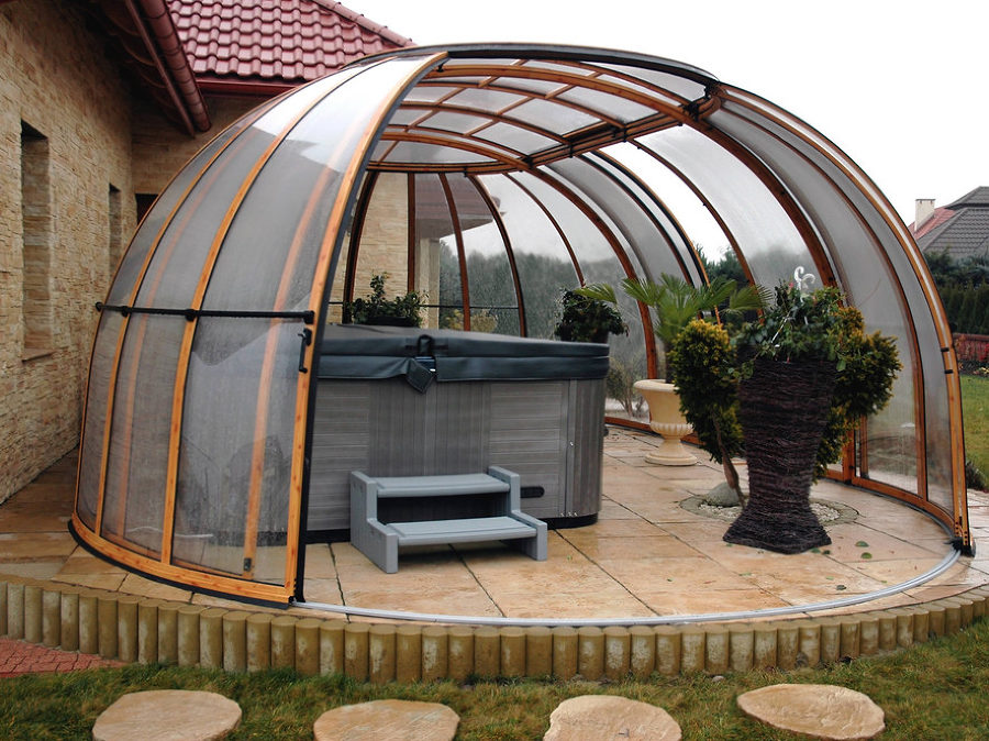 Hot tub enclosure Spa Sunhouse galleries retractable hot tub