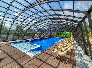 A look inside pool enclosure Ravena