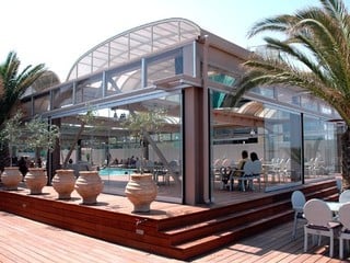Retractable pool enclosure for public swimming pool 09
