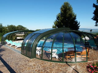 Retractable pool enclosure for public swimming pool 14