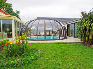 Front view on pool enclosure Olympic