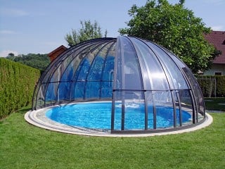 Opened pool enclosure Orient in anthracite color