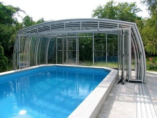 Fully retracted pool enclosure Omega