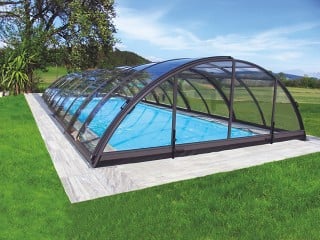 Retractable swimming pool enclosure Universe with anthracite finish 