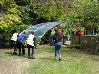 Swimming pool enclosure installation