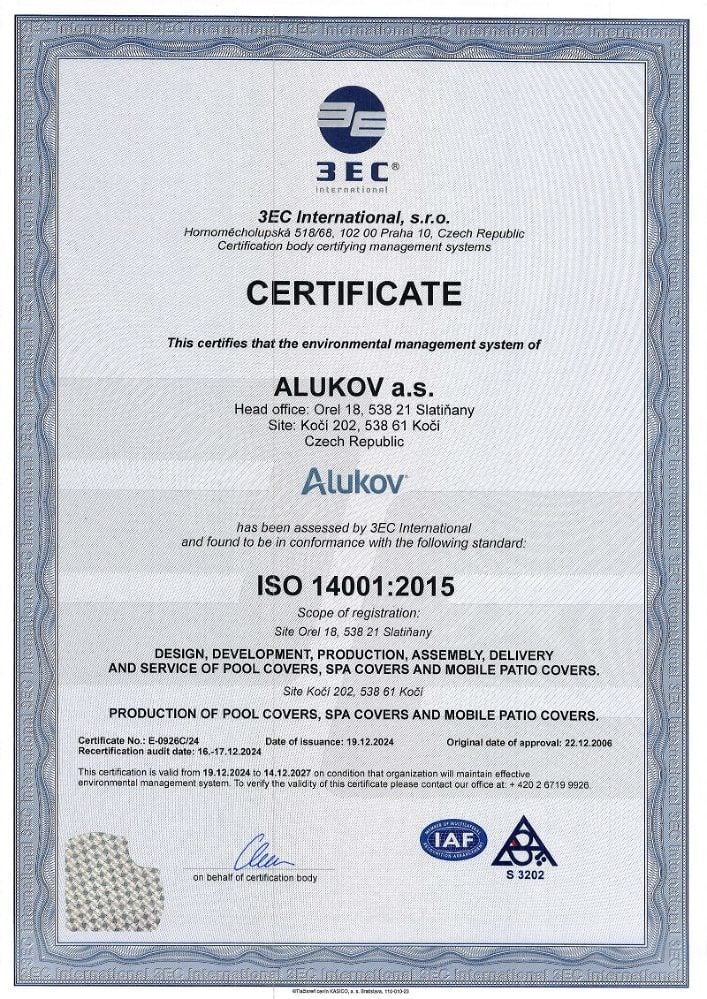 The ISO 14001 certificate