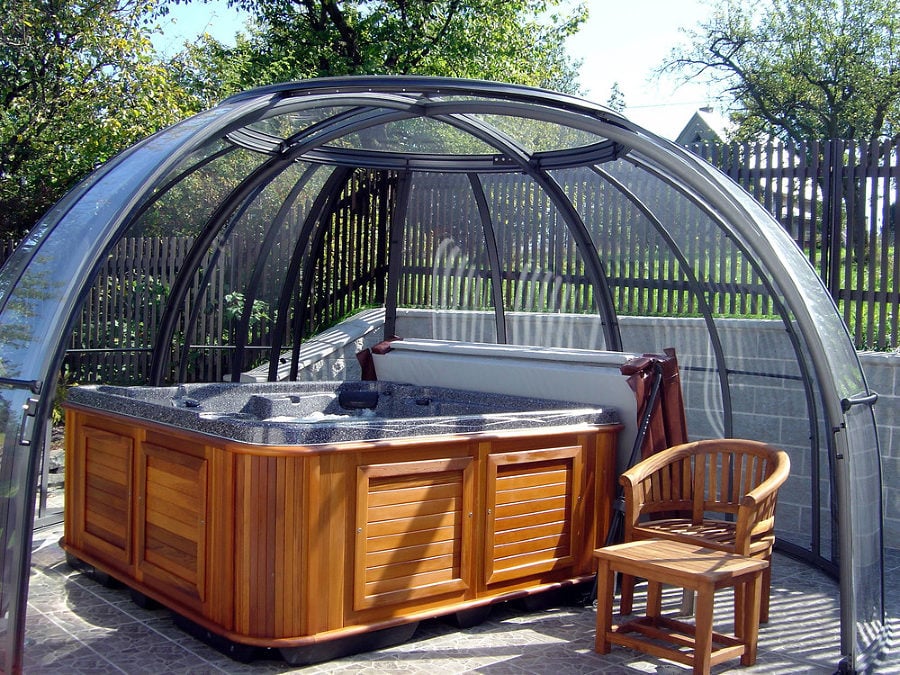 Retractable hot tub enclosure Spa Dome Orlando