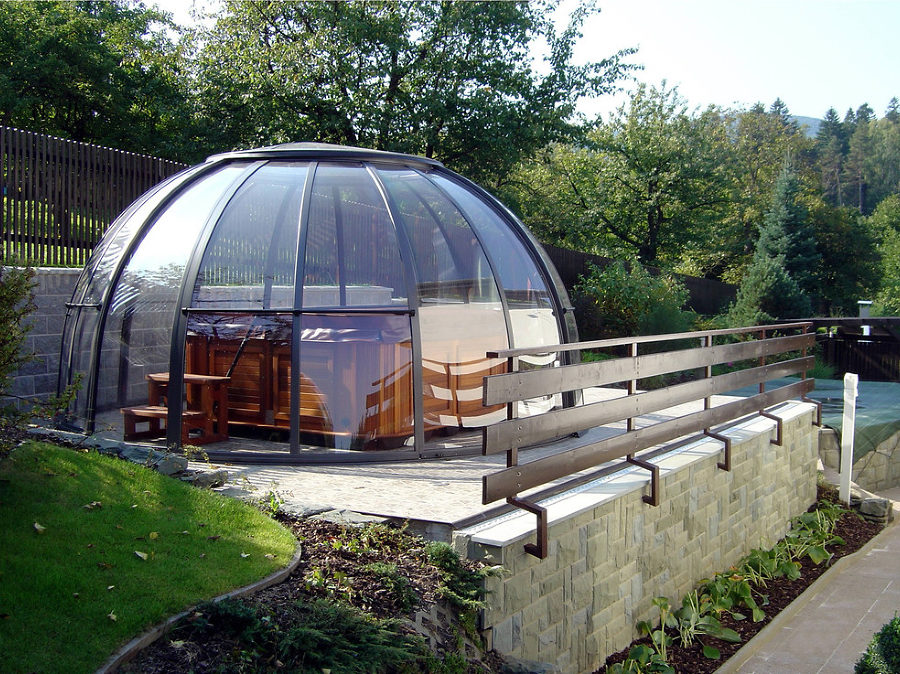 Hot tub enclosure Spa Dome Orlando galleries retractable hot tub
