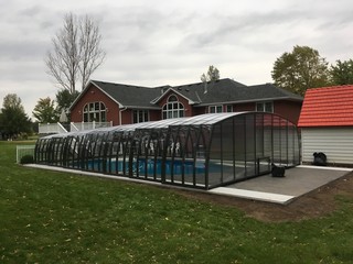 Fresh installation of pool enclosure Omega