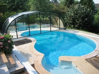 Fully opened retractable pool enclosure Laguna