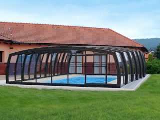 High pool enclosure Omega in anthracite finish