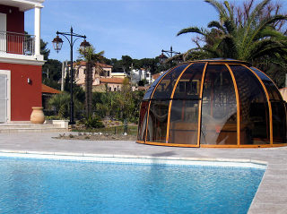 Hot tub enclosure SPA DOME ORLANDO in wood-like finish