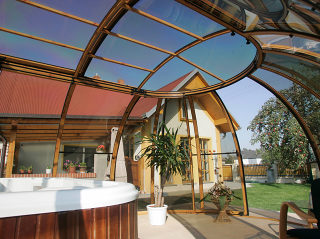 Hot tub enclosure SPA SUNHOUSE - from the inside looking out