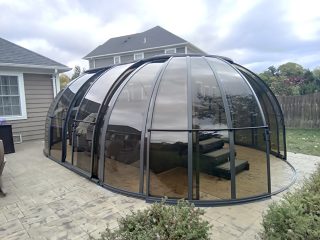 Hot tub enclosure Spa Sunhouse with smoked polycarbonate color
